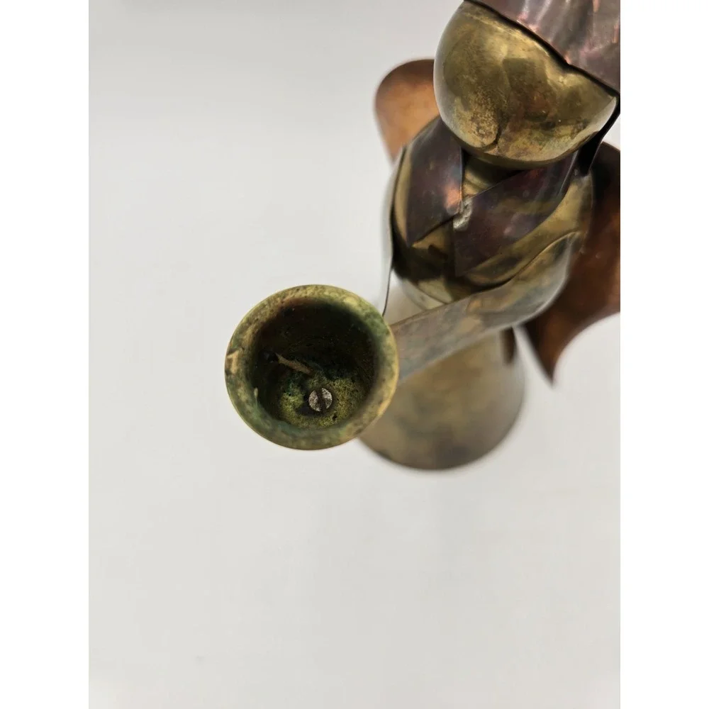 Vintage Brass and‎ Copper Angel Candlestick Holder 9.5